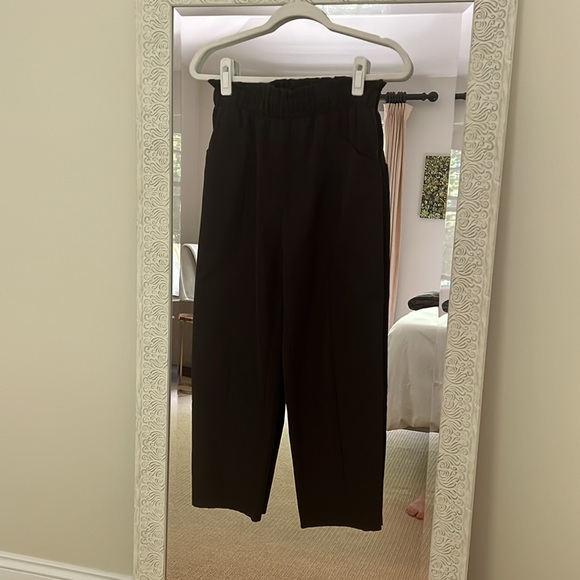 Black Paper Bag Waist Cropped Pants - Picture 5 of 5